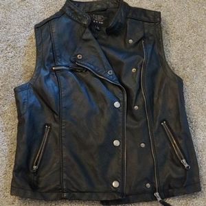 Black faux leather vest